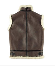 Load image into Gallery viewer, Fur‑Trimmed Leather Vest Men’s Shearling Biker Style Luxury Winter State
