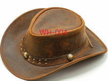 Load image into Gallery viewer, Genuine Leather Cowboy Western Hat Unisex Cowboy Adult Brown Black hat