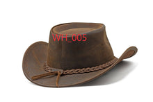 Load image into Gallery viewer, Genuine Leather Cowboy Western Hat Unisex Cowboy Adult Brown Black hat