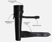 Load image into Gallery viewer, Fox Hunting Baton Flask Stainless Steel Saddle Hip Flask with Leather Case