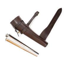 Load image into Gallery viewer, Fox Hunting Baton Flask Stainless Steel Saddle Hip Flask with Leather Case