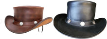 Load image into Gallery viewer, Genuine Leather Cowboy Western Hat Unisex Cowboy Adult Brown Black hat