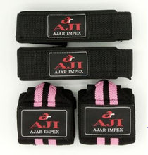 Load image into Gallery viewer, 2 Pairs Weight Lifting Wrist Wraps, Weightlifting Gym Workout Training Straps