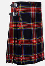 Load image into Gallery viewer, Men's 8 Yard Scottish Tartan Highland Wedding Kilt Black Stewart