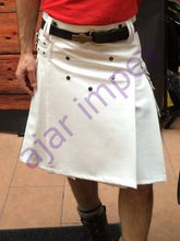 Load image into Gallery viewer, Men Scottish Genuine Cow hide Leather Pleated Kilt Top Quality Real Leather Kilt