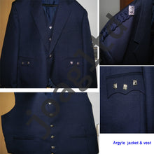 Load image into Gallery viewer, Argyle kilt Jacket & Waistcoat/Vest Scottish Argyle Jacket Green Blazer Wool