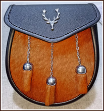 Load image into Gallery viewer, Scottish Kilt Leather Sporran Multi Design with Free Leather Belt Chain