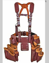 Load image into Gallery viewer, 100% Genuine Full Grain Leather Tool Belt Pouch Bag Suspender hamber Holder