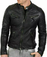 Load image into Gallery viewer, New Men's Genuine Lambskin Leather Jacket Black Slim fit Biker jacket