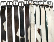Load image into Gallery viewer, Real Cowhide Hair-On Genuine Leather Belt Unisex with Metal Buckle Cowboy Style