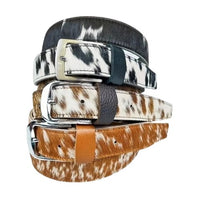 Load image into Gallery viewer, Real Cowhide Hair-On Genuine Leather Belt Unisex with Metal Buckle Cowboy Style