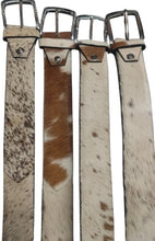Load image into Gallery viewer, Real Cowhide Hair-On Genuine Leather Belt Unisex with Metal Buckle Cowboy Style