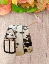 Load image into Gallery viewer, Real Cowhide Hair-On Genuine Leather Belt Unisex with Metal Buckle Cowboy Style