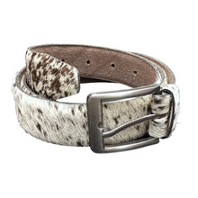 Load image into Gallery viewer, Real Cowhide Hair-On Genuine Leather Belt Unisex with Metal Buckle Cowboy Style
