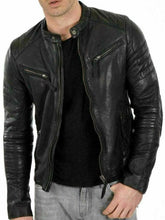 Load image into Gallery viewer, New Men's Genuine Lambskin Leather Jacket Black Slim fit Biker jacket