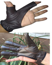 Load image into Gallery viewer, TRADITIONAL ARCHERY SHOOTING LEATHER GLOVE TOP QUALITY GLOVE 100% REAL LEATHER