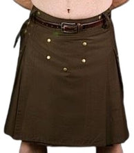 Load image into Gallery viewer, Men Scottish Fashionable Utility Kilt For Men's 100% Cotton Cargo Pockets Kilt chocolate brown