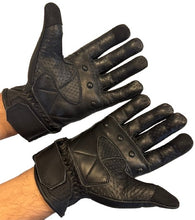 Load image into Gallery viewer, Men's Real Genuine Leather Cruiser Motorcycle Racing Knuckle Protection Gloves