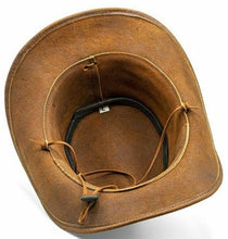 Load image into Gallery viewer, Genuine Leather Cowboy Western Hat Unisex Cowboy Adult Brown Black hat