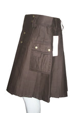Load image into Gallery viewer, Men Scottish Fashionable Utility Kilt For Men's 100% Cotton Cargo Pockets Kilt chocolate brown