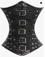 Load image into Gallery viewer, Heavy Duty Double Steel Boned Waist Training Leather Underbust Tight Shaper Corset
