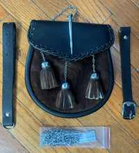 Load image into Gallery viewer, Scottish Kilt Leather Sporran Multi Design with Free Leather Belt Chain