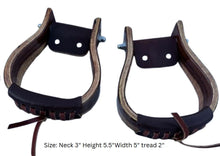 Load image into Gallery viewer, Handmade Horse Riding Wooden Stirrups Leather Covered Saddle Stirrups USA Stock