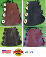 Load image into Gallery viewer, Archery Bone Buttons arm guard leather 100% Real Bone Buttons ARCHERS ARM BRACER