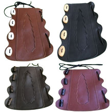 Load image into Gallery viewer, Archery Bone Buttons arm guard leather 100% Real Bone Buttons ARCHERS ARM BRACER