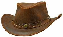 Load image into Gallery viewer, Genuine Leather Cowboy Western Hat Unisex Cowboy Adult Brown Black hat