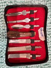 Load image into Gallery viewer, Horse Farrier Tool Changeable 6 piece Hoof Knife Set Cattle Pick Tac Wood Handle Zip Up Wallet