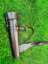 Load image into Gallery viewer, Fox Hunting Baton Flask Stainless Steel Saddle Hip Flask with Leather Case