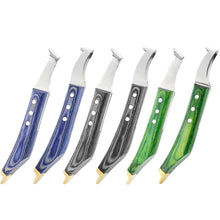 Load image into Gallery viewer, Farrier Hoof Knife Set Loop Knife Brass End Wood Handle Horse Goat Cow Right Hand Left Handed 10.5" inch long