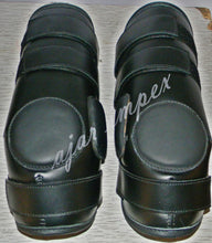 Load image into Gallery viewer, 3 or 2 Strap Polo & Ridding Knee Guards-Leather and Padded 100% Real Leather Guards