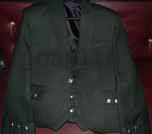 Load image into Gallery viewer, Argyle kilt Jacket & Waistcoat/Vest Scottish Argyle Jacket Green Blazer Wool