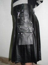 Load image into Gallery viewer, Men Scottish Synthetic Leather Pleated Kilt Top Quality PU Leather Kilt