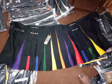 Load image into Gallery viewer, Deluxe hybrid Black/Rainbow Utility Cargo Kilt With Two Pockets Size 30" To 60"