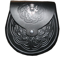 Load image into Gallery viewer, Scottish Kilt Leather Sporran Multi Design with Free Leather Belt Chain