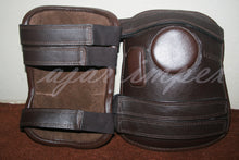 Load image into Gallery viewer, 3 or 2 Strap Polo & Ridding Knee Guards-Leather and Padded 100% Real Leather Guards