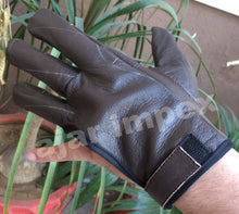 Load image into Gallery viewer, TRADITIONAL ARCHER GLOVE TOP QUALITY GLOVE 100% REAL LEATHER CHOCLATE