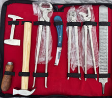 Load image into Gallery viewer, Heavy Duty Professional Horse Care Farrier Tool Kit Hoof Clincher Nipper RASP