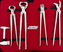 Load image into Gallery viewer, Farrier Horse Hoof Kit Nippers Nail Puller Clincher Buffer and Puller Trimming-