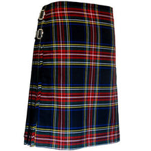 Load image into Gallery viewer, Men's 8 Yard Scottish Tartan Highland Wedding Kilt Black Stewart