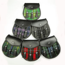 Load image into Gallery viewer, Scottish Kilt Leather Sporran Multi Design with Free Leather Belt Chain