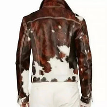 Load image into Gallery viewer, Men's Western Cowhide Leather Jacket Real Hair-On Pony Skin Stylish Trucker Coat