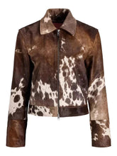 Load image into Gallery viewer, Genuine Cowhide Leather Coat for Women | Natural Hair-On Cow Skin Fashion Jacket