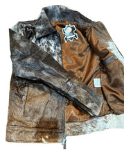 Load image into Gallery viewer, Genuine Cowhide Leather Coat for Women | Natural Hair-On Cow Skin Fashion Jacket