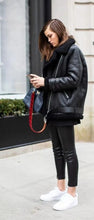 Load image into Gallery viewer, Women's Black REAL Sheep Leather Winter Coat - Black Fur Shearling Lined Jacket