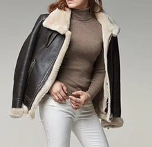 Load image into Gallery viewer, B3 Bomber Aviator Women Shearling Coat Sheepskin Real Leather Jacket for Women