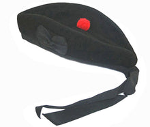 Load image into Gallery viewer, SCOTTISH PIPER HAT 100% PURE WOOL BLACK GLENGARRY DOUBLE DICED HAT